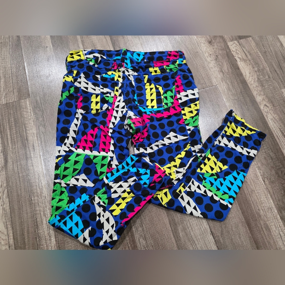 Nanette LEPORE LAMOUR Colorful Geometric Pants Designer 90s Rag Hip Hop Y2K - Picture 9 of 11